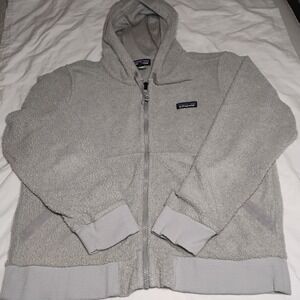Patagonia Women's Med Full Zip Sherpa Jacket Gray Pockets‎ Logo Outdoor Hiking
